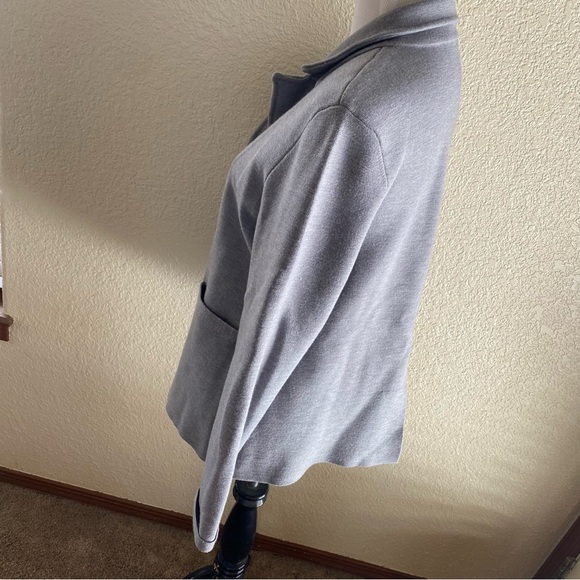 1901 Merino Wool Blazer Gray Tight Knit Collared Long Line: Medium - Picture 4 of 10